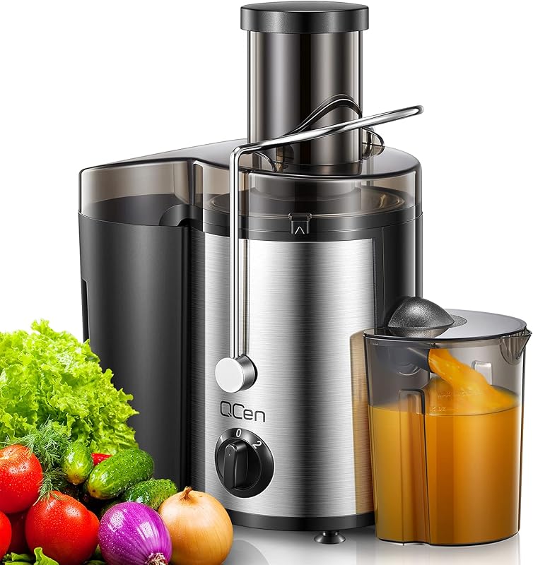 Qcen 500W Centrifugal Juicer with 3-Inch Wide Mouth Feed Chute for Fru