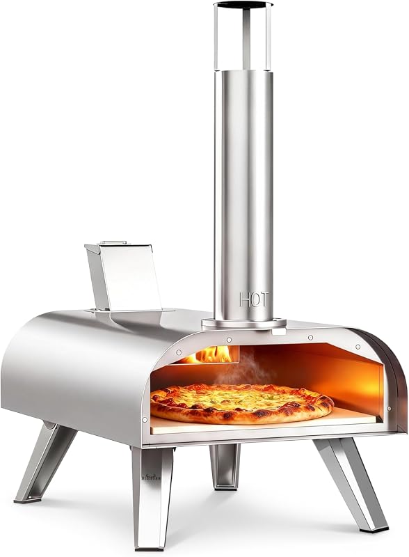BIG HORN 12-Inch Multi-Fuel Portable Pizza Oven for Wood Gas Electric