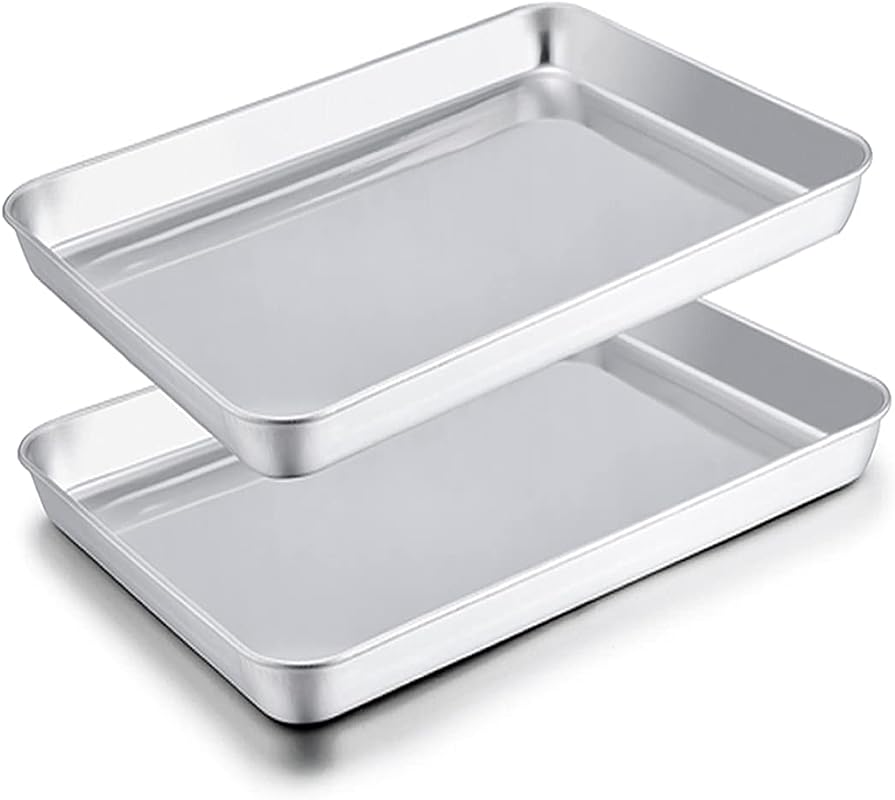 TeamFar Stainless Steel Toaster Oven Pan Set of 2, 9.3