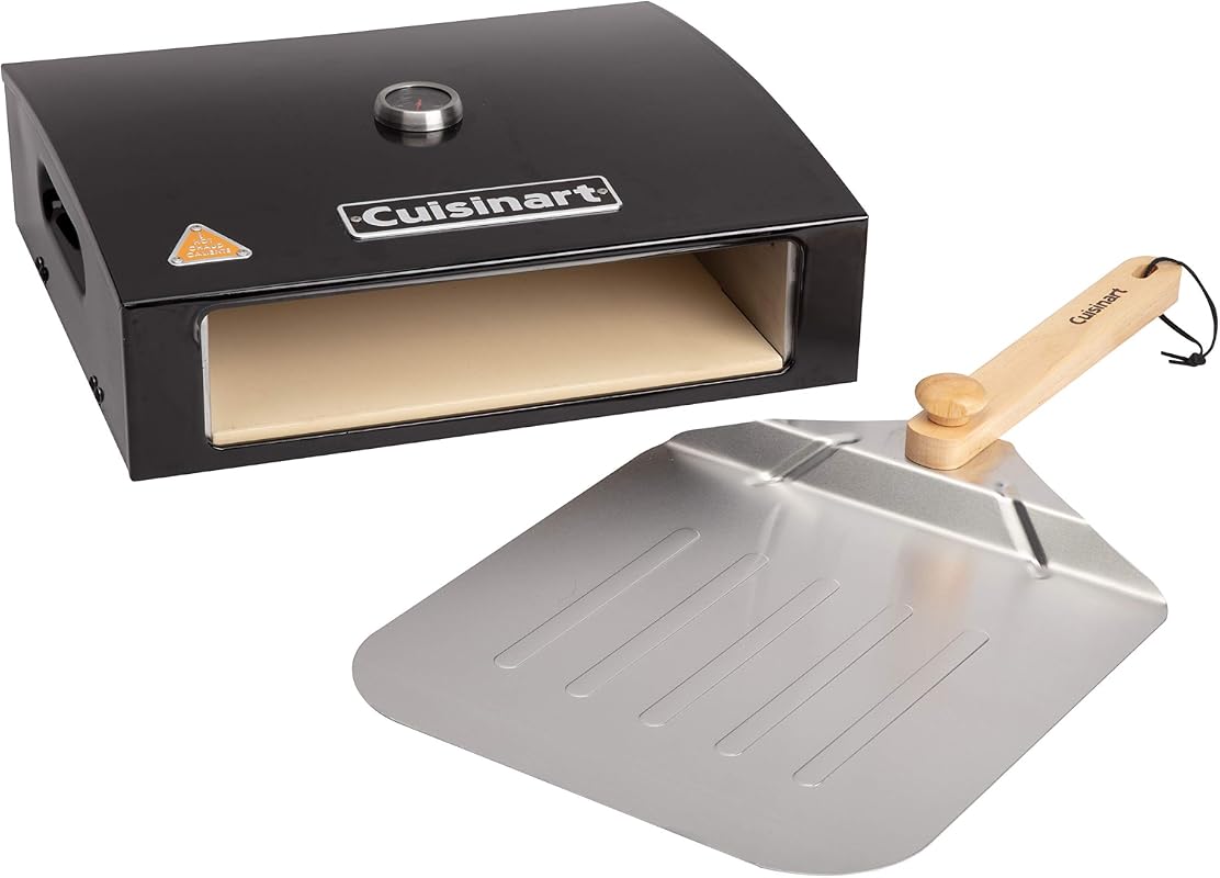 Cuisinart Portable Grill Top Pizza Oven Kit with Peel & Stone for Back