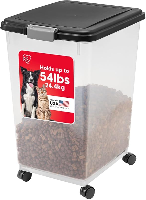 IRIS USA Airtight Dog Food Storage Container, Up to 54 lbs, Attachable