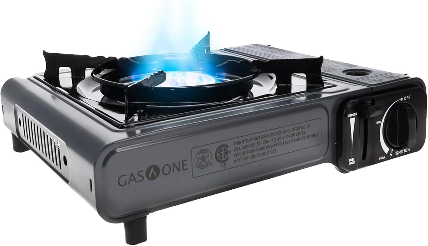 Gas One Portable Butane Camping Stove with Auto Ignition and Carrying 