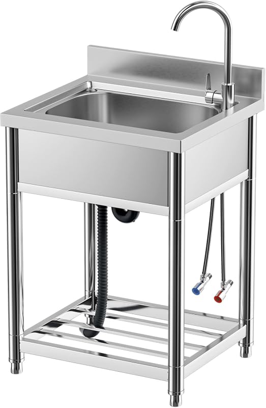 Free Standing Stainless Steel Single Bowl Commercial Restaurant Kitche