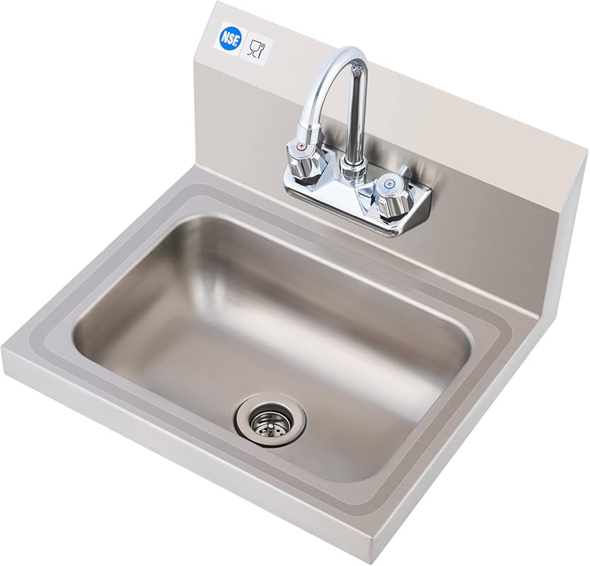 WILPREP Commercial Stainless Steel Hand Sink NSF Utility Sink with Goo