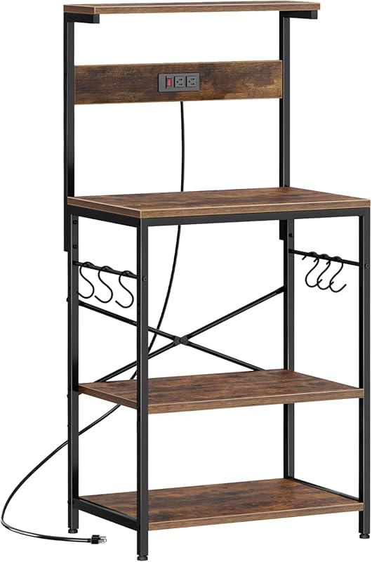 CHOEZON 5-Tier Pots and Pans Organizer Rack, Rustic Brown and Black Ki