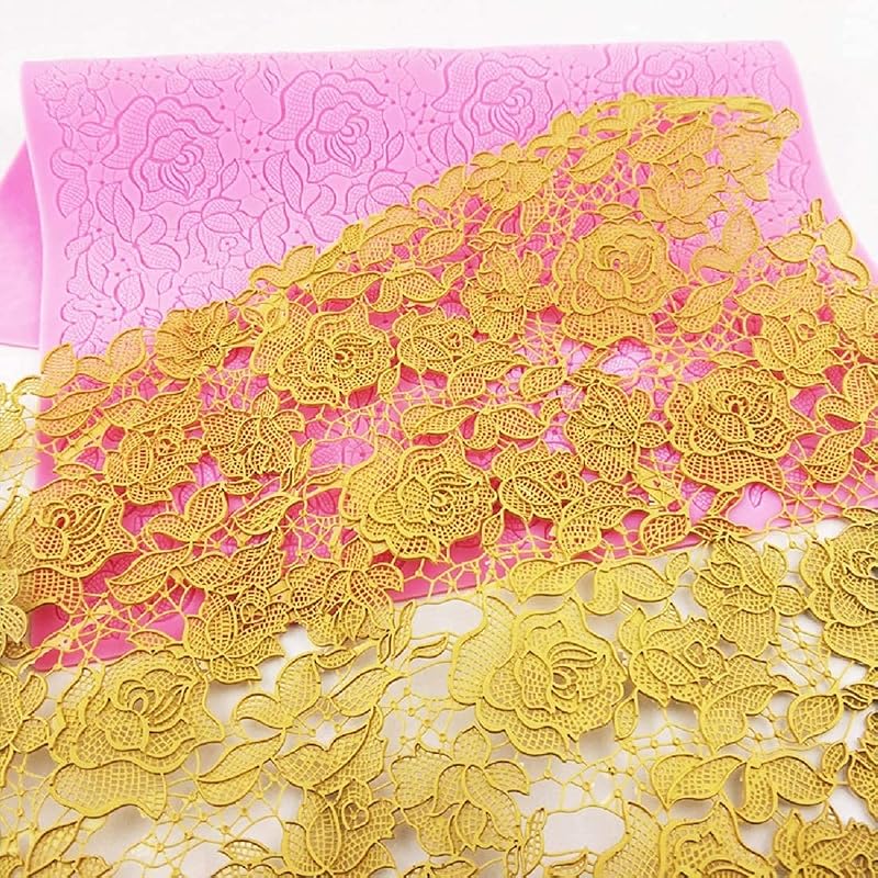 Silicone Rose Flower Press and Fondant Embossing Mat for Gum Paste Cake Baking and Decorating