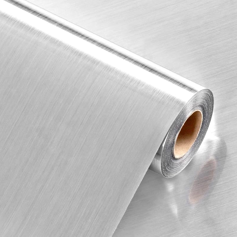 24x118 Inch Self Adhesive Stainless Steel Contact Paper Waterproof Fri