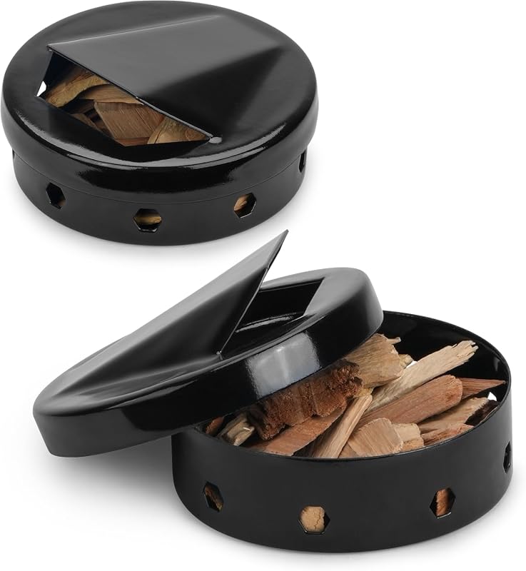 Onlyfire Wood Chip Smoker Box, 2 Pcs BBQ Smoker Box with Lid for Charc