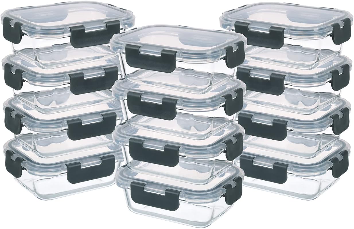 GULFLIN 24-Piece Small Glass Food Storage Containers with Airtight Lid