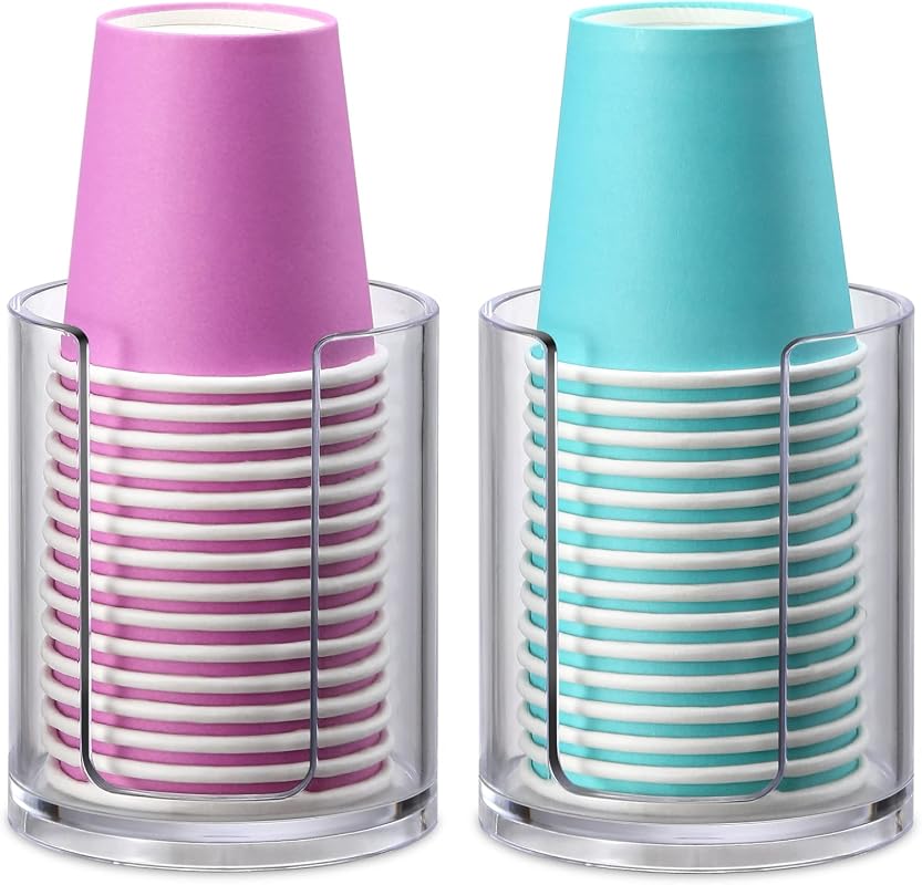 AOZITA 2 Pack Bathroom Cup Dispenser, Small Disposable Paper Cup Holde