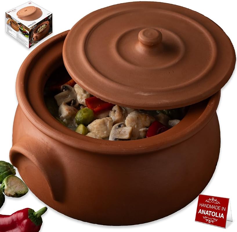 Hakan Suphan 7.6 Quart Handmade Clay Cooking Pot - Large Unglazed Terr