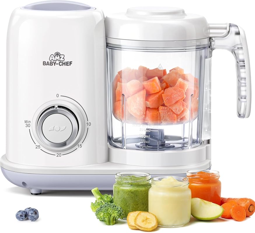 AMZBABYCHEF 4-in-1 Baby Food Maker, Processor, Steamer, and Puree Blen