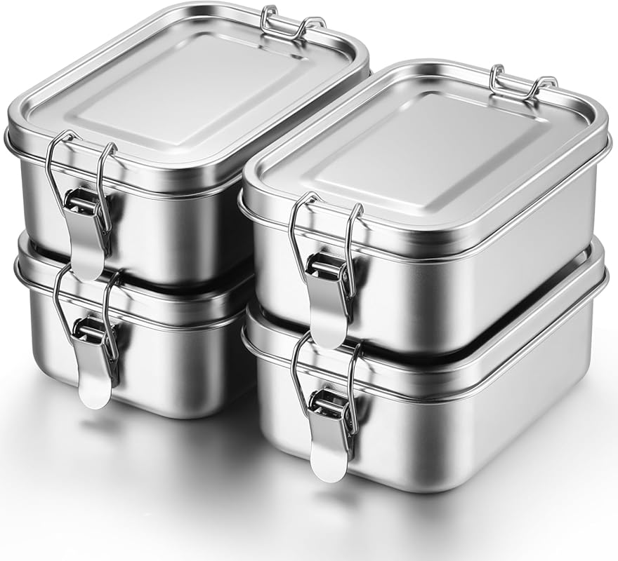 Umigy 4 Pack Stainless Steel Bento Boxes 550ml, Metal Food Containers 