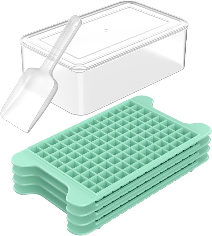 Mini Ice Cube Tray for Freezer - FDDBI Small Ice Trays with Bin Makes 