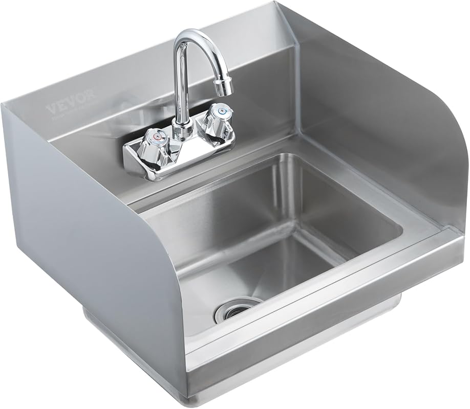 VEVOR Commercial Hand Sink 17x12.8 Inch Stainless Steel Wall Mount Sin