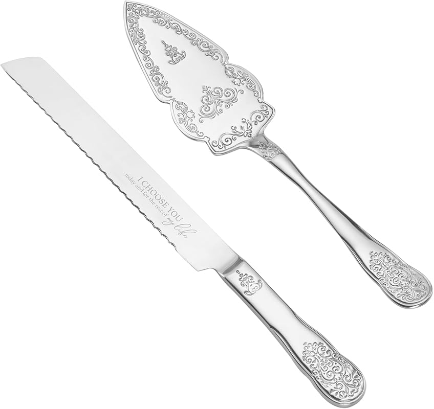 AW BRIDAL Silver Wedding Cake Knife Server Set Vintage Cake Cutting Se