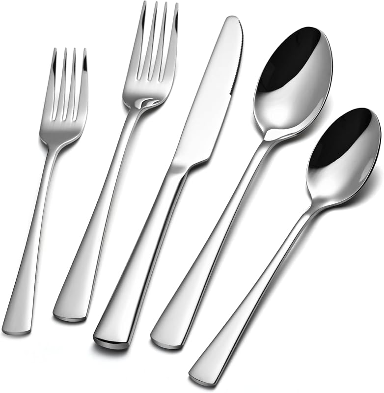 KINGSTONE 40-Piece Silverware Set for 8, Forged 18/10 Stainless Steel Mirror Finish Flatware