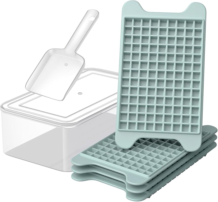 Mini Ice Cube Tray with Bin - GGUW Nugget Ice Cube Tray Makes 468 Smal