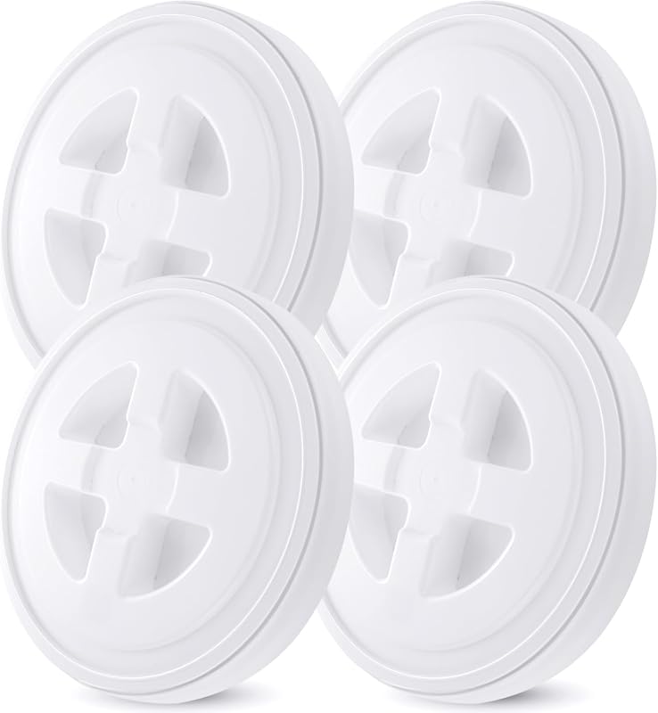 4-Pack 5 Gallon Leak-Proof Screw Seal Lids - Food Grade Plastic for Pe