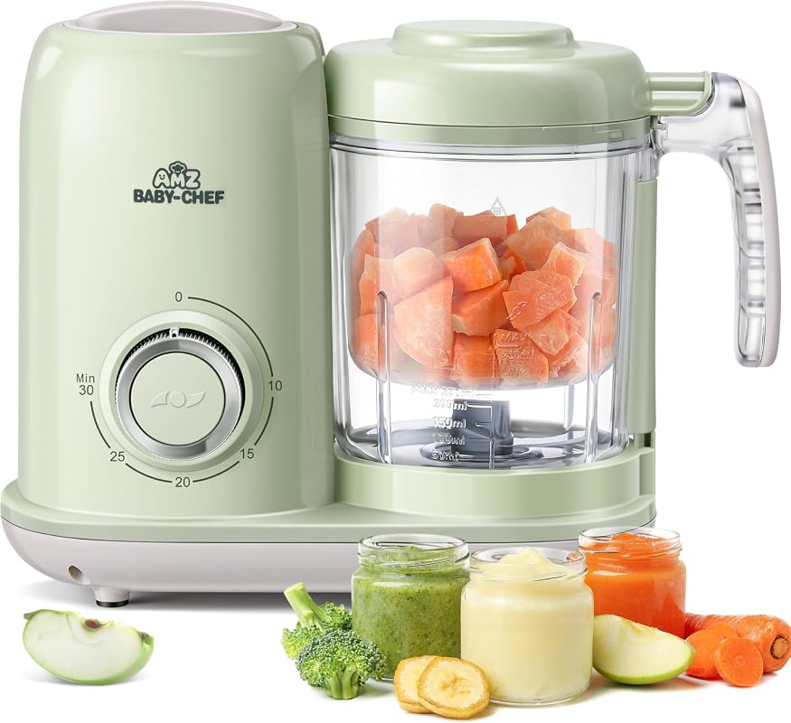 AMZBABYCHEF 4-in-1 Baby Food Maker, Processor, Steamer, and Puree Blen