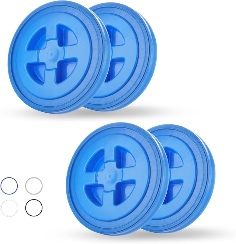 4-Pack 5 Gallon Gamma Seal Lids - Leak-Proof Food Grade for Pet Feed