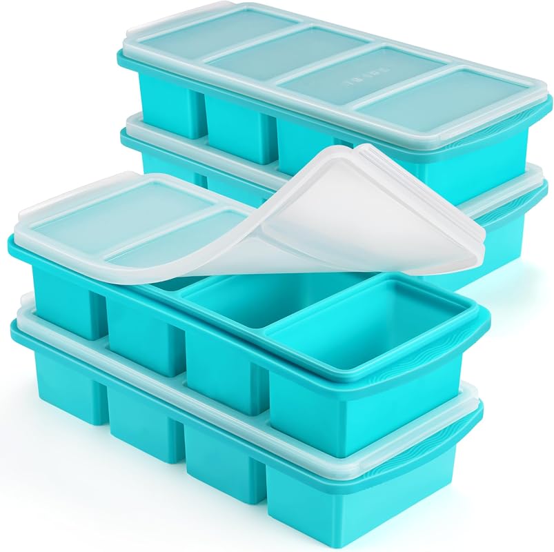 Silicone Freezer Tray with Lid 1 Cup, 4-Pack Reusable Food Freezer Mol