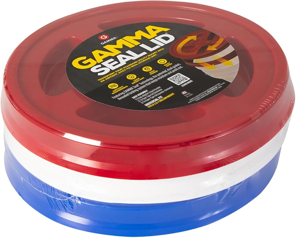 Gamma2 Gamma Seal Lid 3-Pack Combo - Fits 3.5 to 7 Gallon Buckets, Red