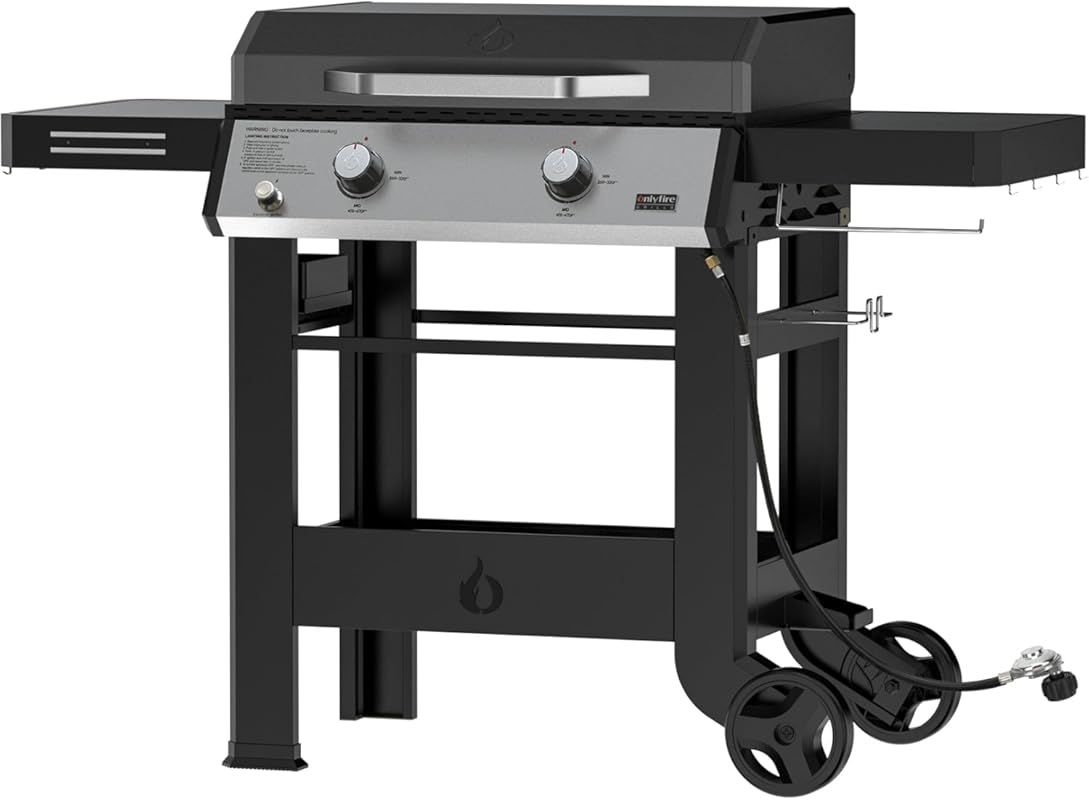 ONLYFIRE Heavy Duty 2-Burner Propane Gas Griddle with Grill Cover