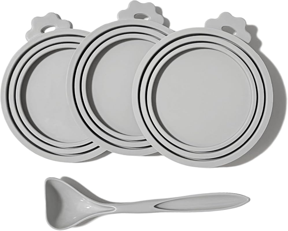 MoPawKT 3 Pack Silicone Cat Dog Food Can Covers with Scoop, Universal 