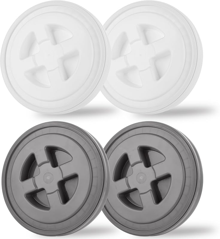 4-Pack 5 Gallon Gamma Seal Lids - Leak-Proof Food Grade for Pet Feed