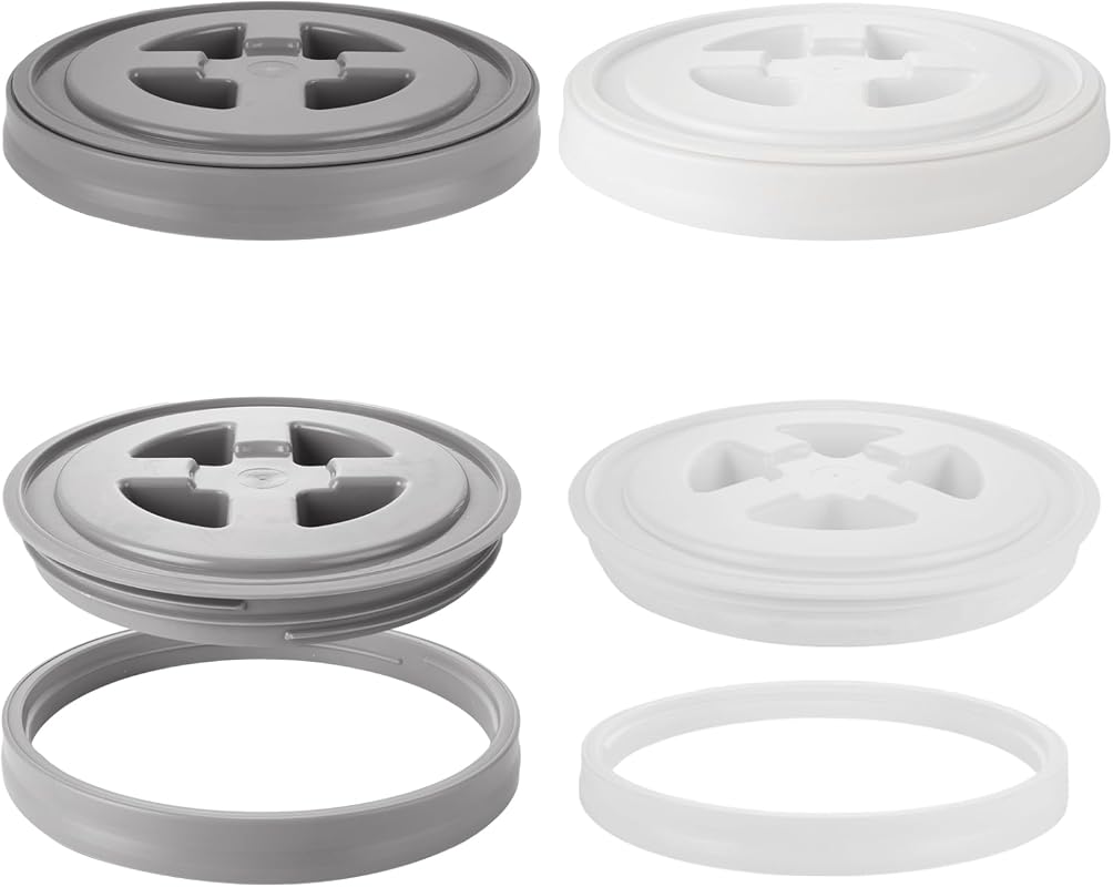 4PCS 5 Gallon Screw Top Lids - Leak-Proof Seal for Pet Food & Paint St