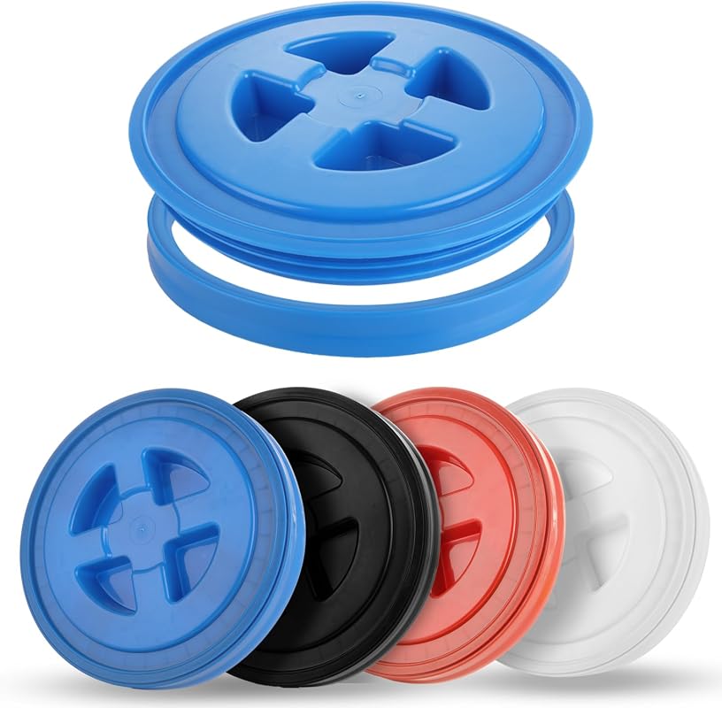 4PCS 5 Gallon Screw Top Lids - Leak-Proof Seal for Pet Food & Paint St