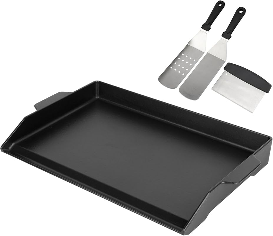 BBQ Future Universal Cast Iron Griddle for Gas Grill with Spatula Set