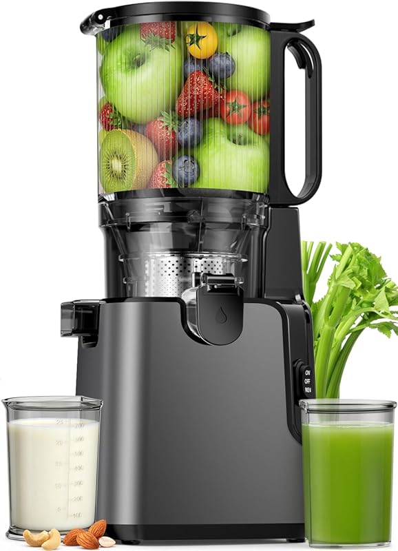 2-in-1 Cold Press Juicer with 5.8-Inch Large Chute for Whole Fruits an