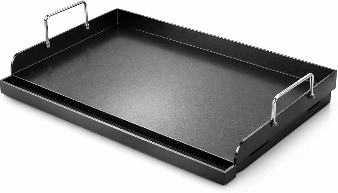Utheer 25x16 Inch Nano-Ceramic Cast Iron Griddle Plate, Nonstick Pre-Seasoned