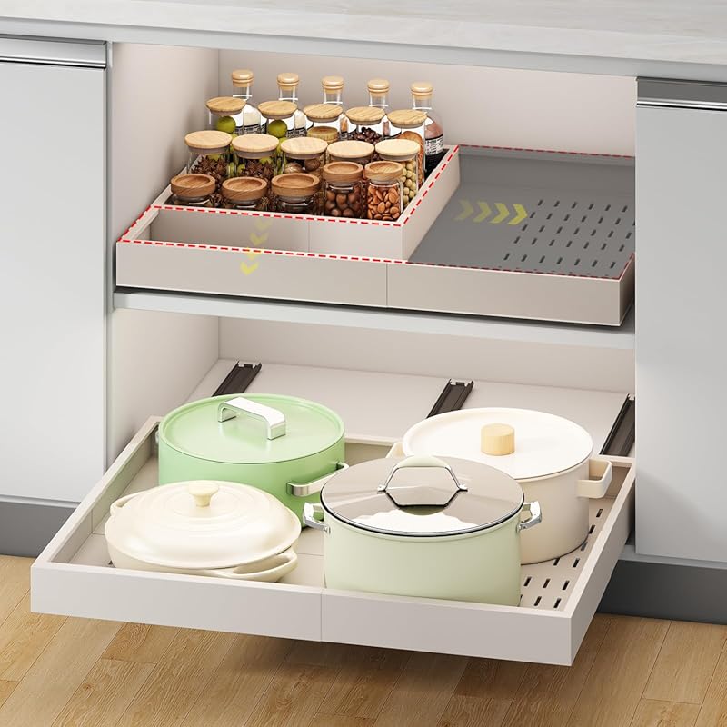 Expandable Pull Out Cabinet Organizer Width 14"-21" Depth 17"-24" with