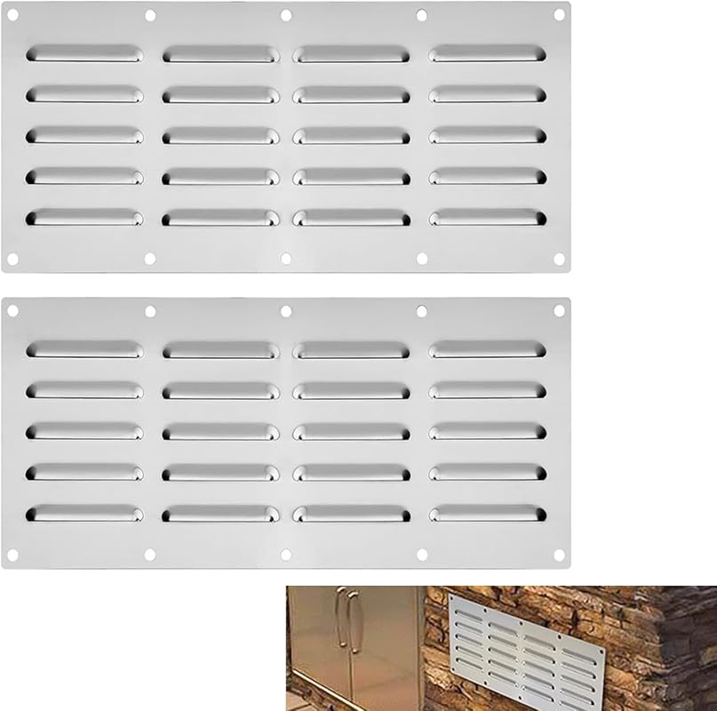 2 Pack Stainless Steel Grill Venting Panel for Outdoor Kitchen, 15" x