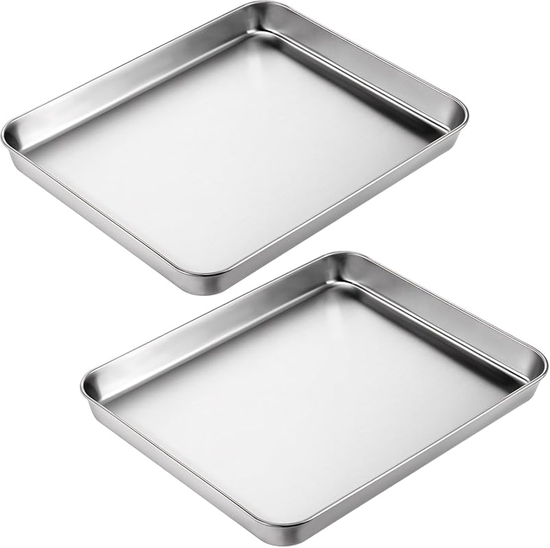 2Pcs Stainless Steel Toaster Oven Baking Pans, 9x11 Small Cookie Sheet