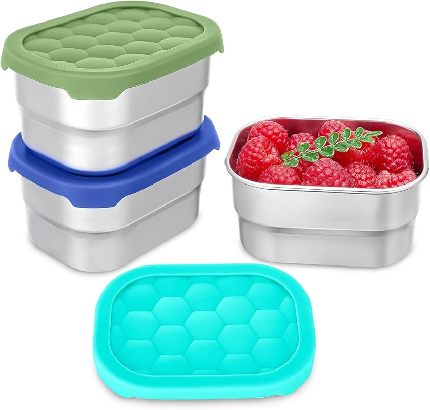 Gencywe 3 Pack 8 oz Stainless Steel Snack Containers for Kids, Leak Pr