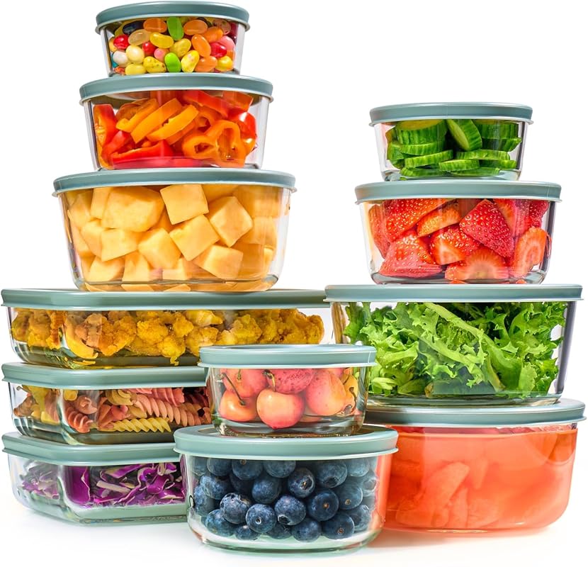 24pc Glass Food Storage Containers with Airtight Lids, BPA-Free Leakpr