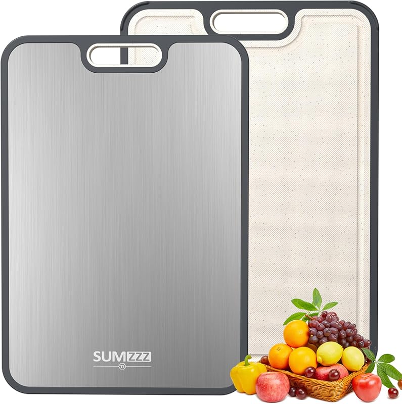 Double Sided Titanium Cutting Board for Kitchen, Pure Titanium and PP,