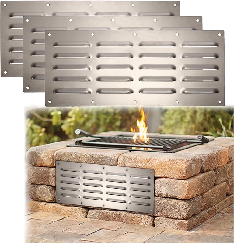 3 Pack Stainless Steel Grill Venting Panel for Outdoor Kitchen, 15" x
