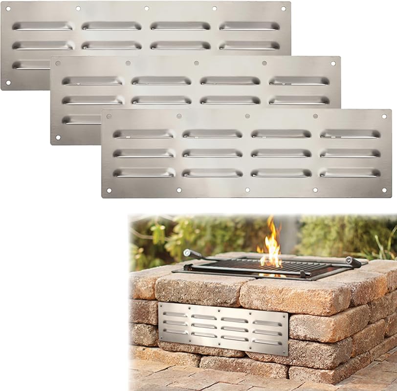 3 Pack Stainless Steel Grill Venting Panel for Outdoor Kitchen, 15" x "