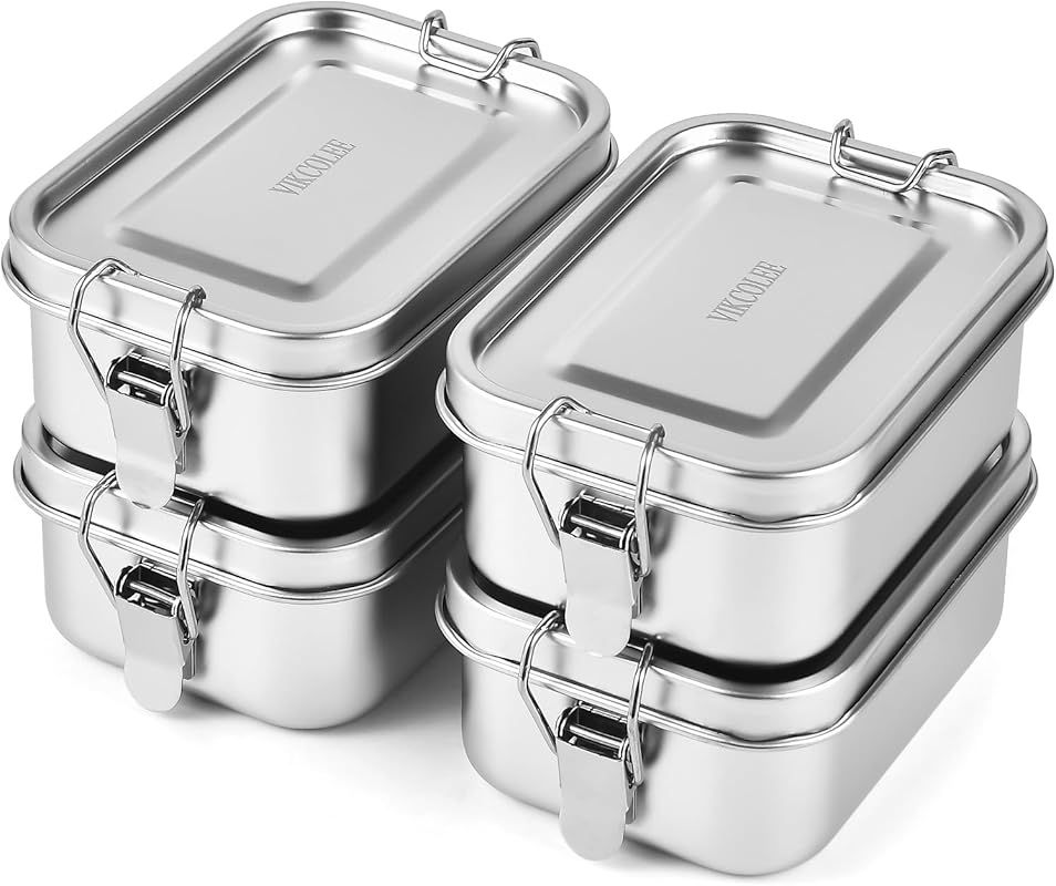 4 Pack Stainless Steel Bento Boxes 550ml, Metal Food Containers for Ho