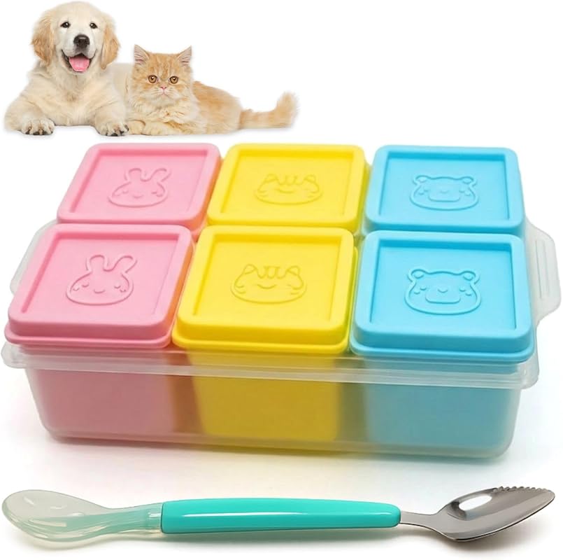 2ME 6-Pack Silicone Cat and Dog Food Storage Containers with Lids and