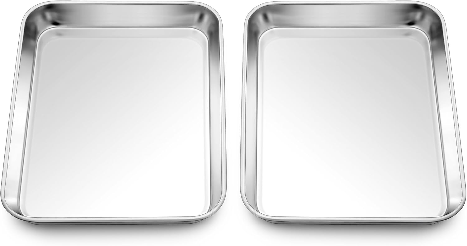Homikit 2 Pack Stainless Steel Baking Sheet Set, 9x7 Mini Cookie Tray 