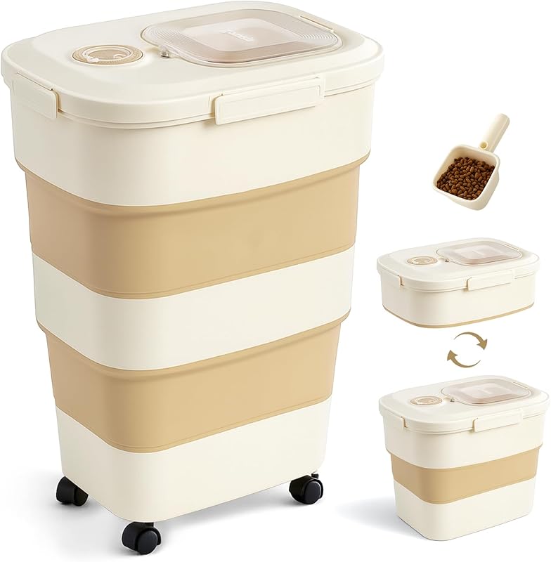 ZOMISIA 40-50lbs Dog Food Storage Container, Large Capacity Collapsibl