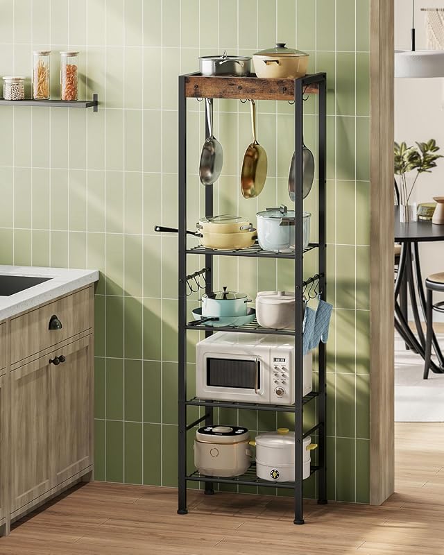 CHOEZON 5-Tier Pot Rack, Floorstanding Pots and Pans Organizer, Rustic