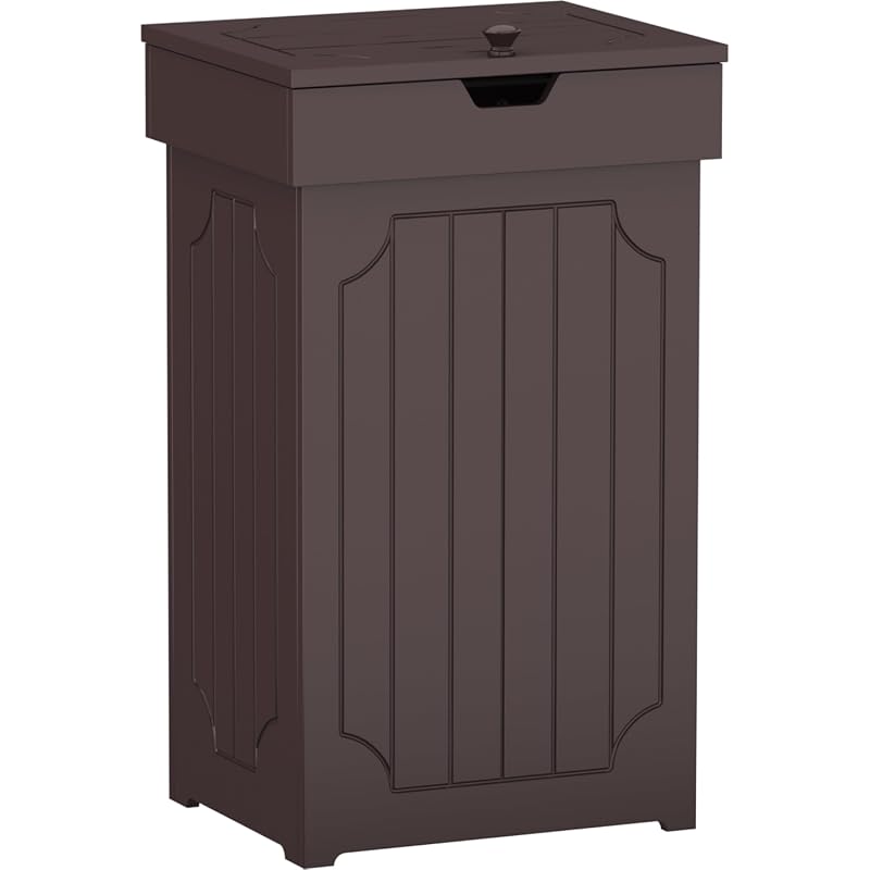Function Home 13 Gallon Wood Trash Can Cabinet, Freestanding Dog Proof