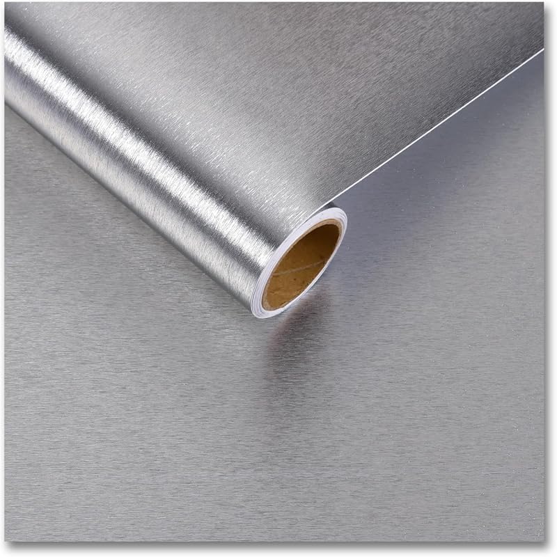 CRE8TIVE Thick Brushed Metallic Silver Stainless Steel Contact Paper H